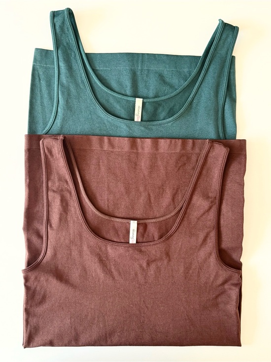 skinny tees Tops - 2 for 1 Everyday Scoop Neck Tank Top - Teal & Brown
